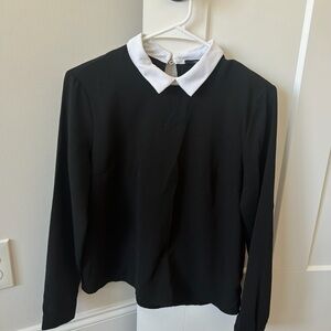 Women’s Black Blouse with White Collar